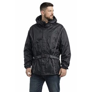Xelement Advanced Motorcycle Gear Black Hooded Rain Jacket 3XL Reflective Trim‎